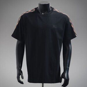 Burberry stripe t-shirt for men and women casual tee shirt black